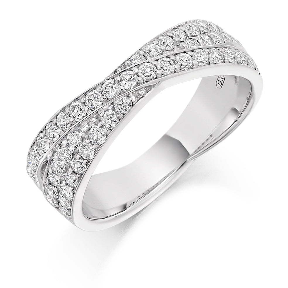 Shaped Grain-Set Half Eternity Ring, 0.7ct total in White Gold