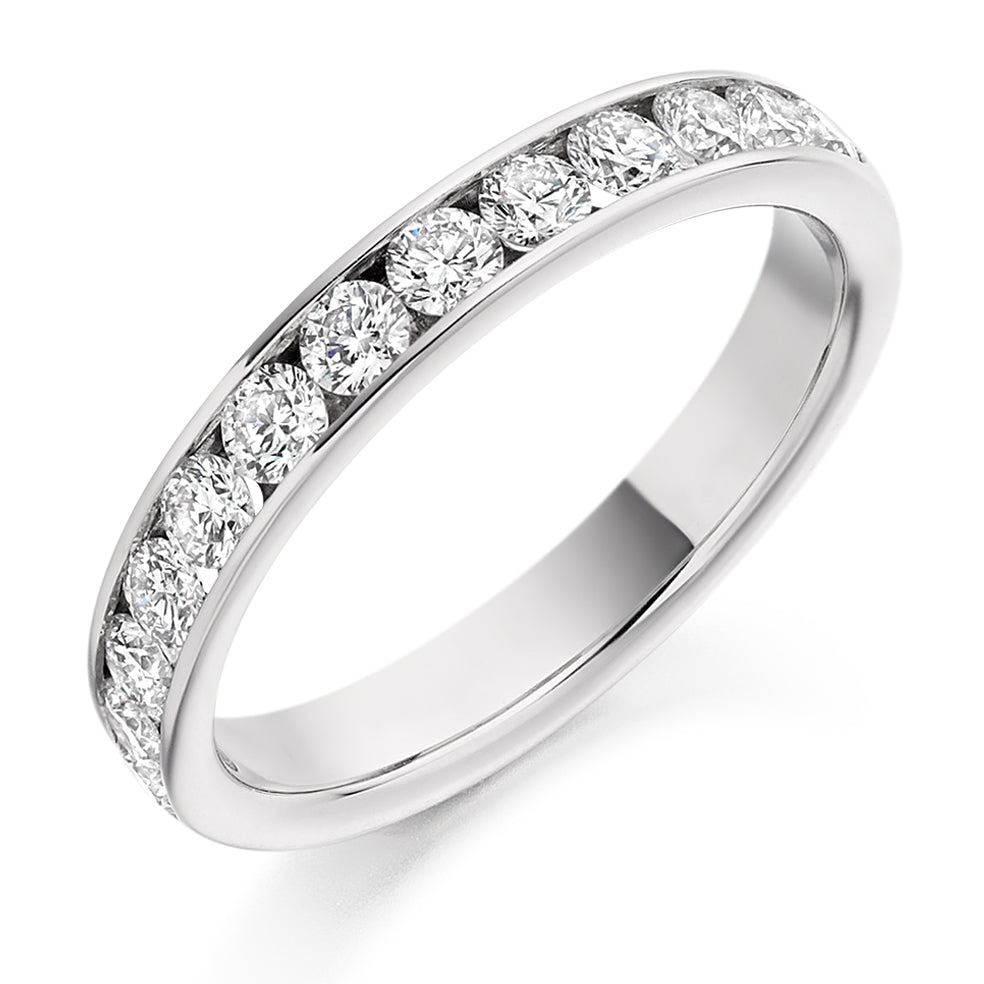 Channel-Set Half Eternity Ring, 0.75ct total (HET2108) in White Gold