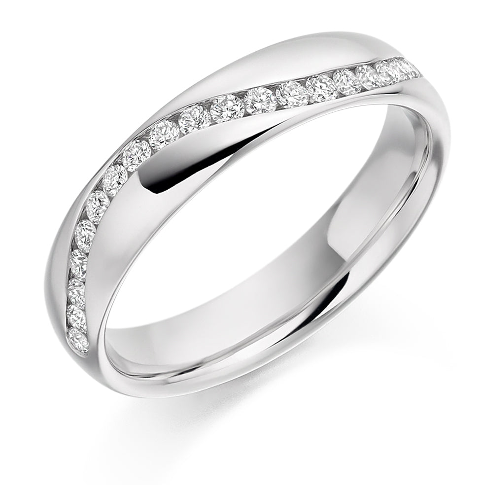 Offset Channel-Set Half Eternity Ring, 0.3ct total in White Gold