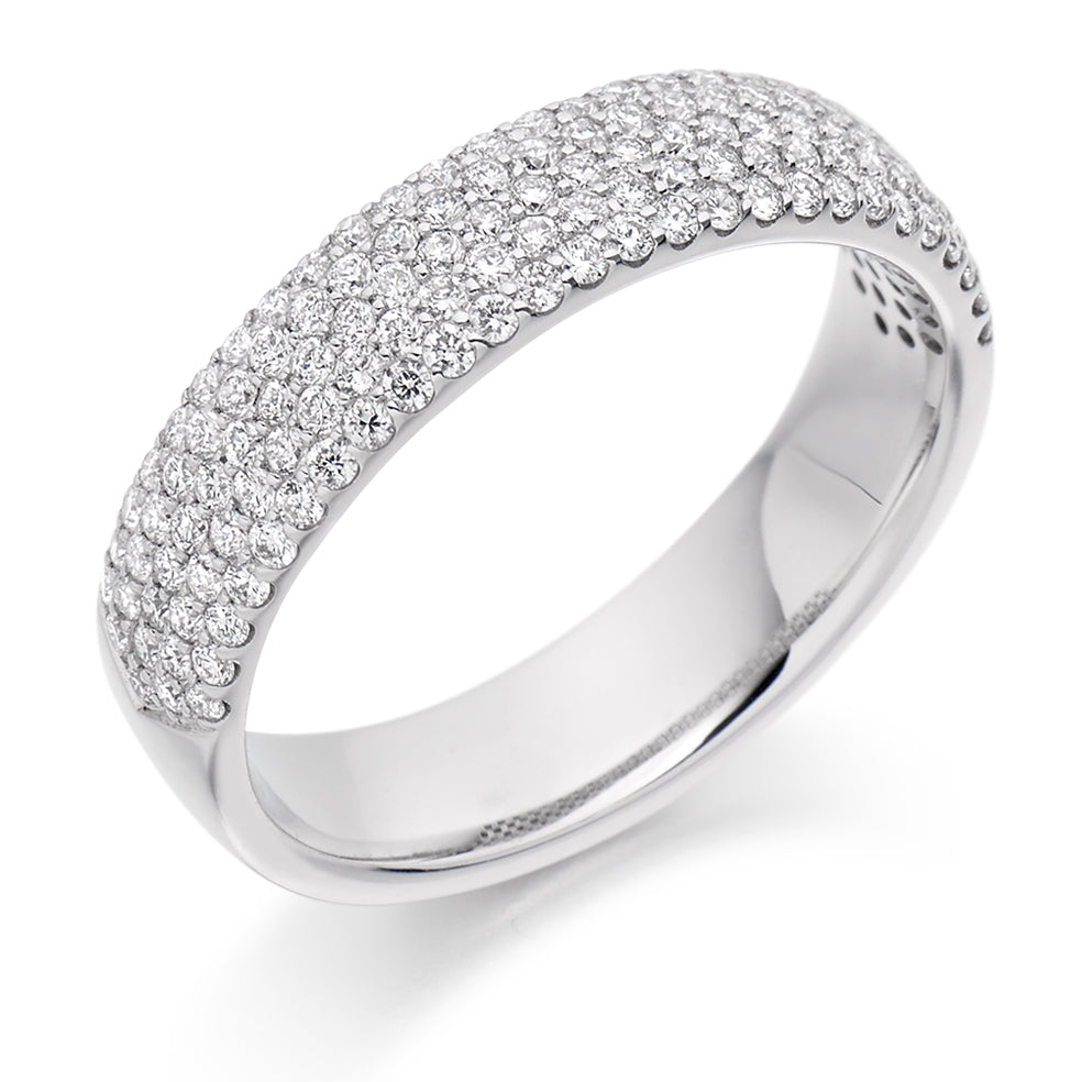 Pavé-Set Half Eternity Ring, 0.7ct total in White Gold