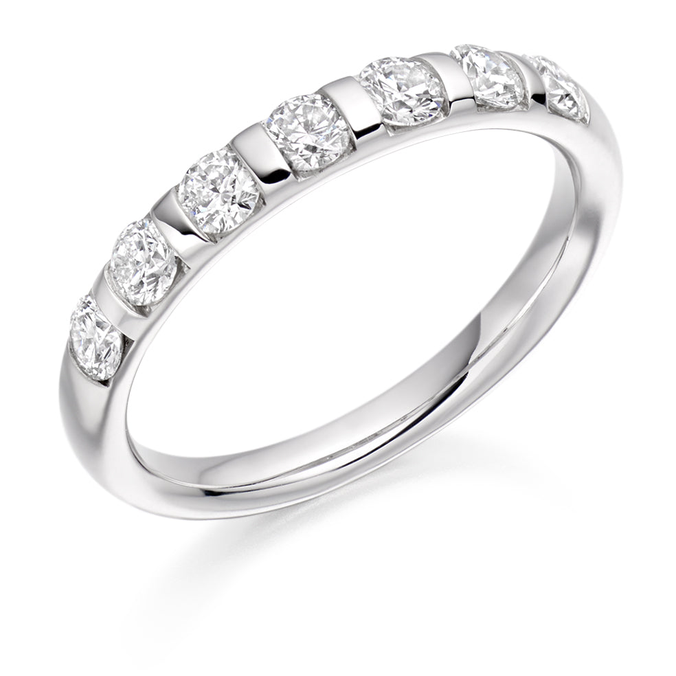 Bar-Set Half Eternity Ring, 0.65ct total in White Gold