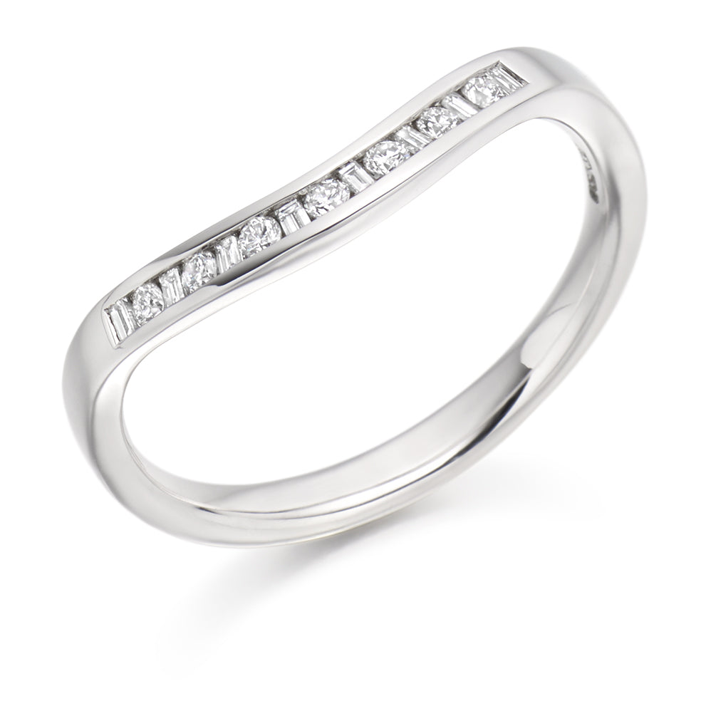 Shaped Channel-Set Half Eternity Ring, 0.15ct total in White Gold
