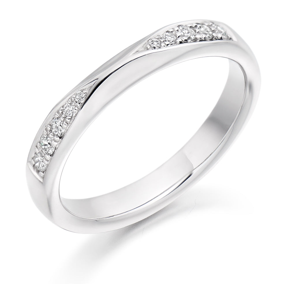 Shaped Grain-Set Half Eternity Ring, 0.15ct total (HET2285) in White Gold