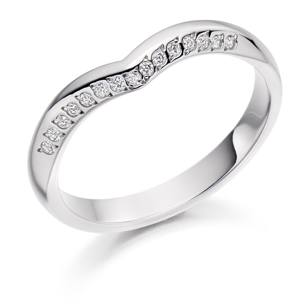 Shaped Grain-Set Half Eternity Ring, 0.08ct total in White Gold