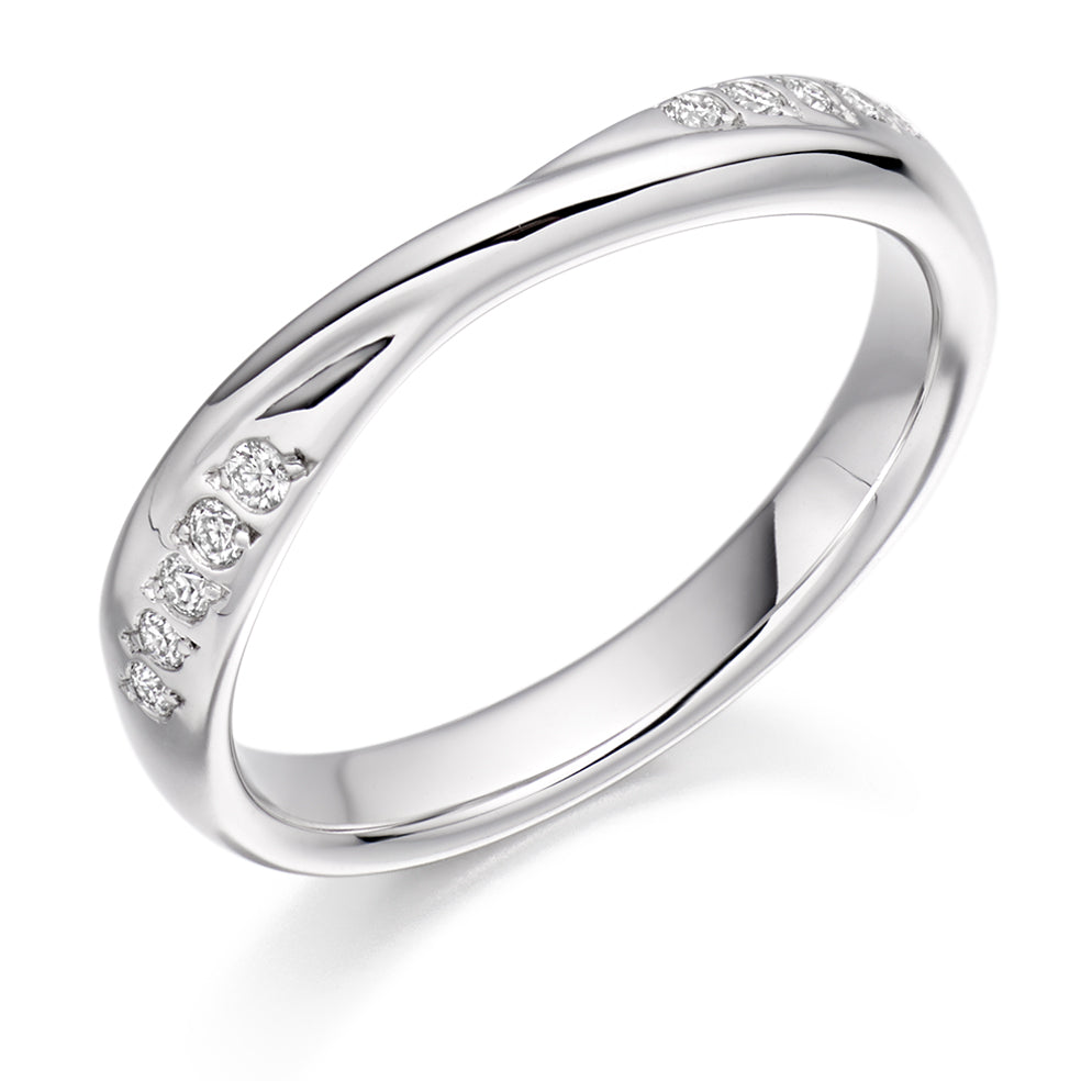Grain-Set Half Eternity Ring, 0.10ct total (HET2291) in White Gold