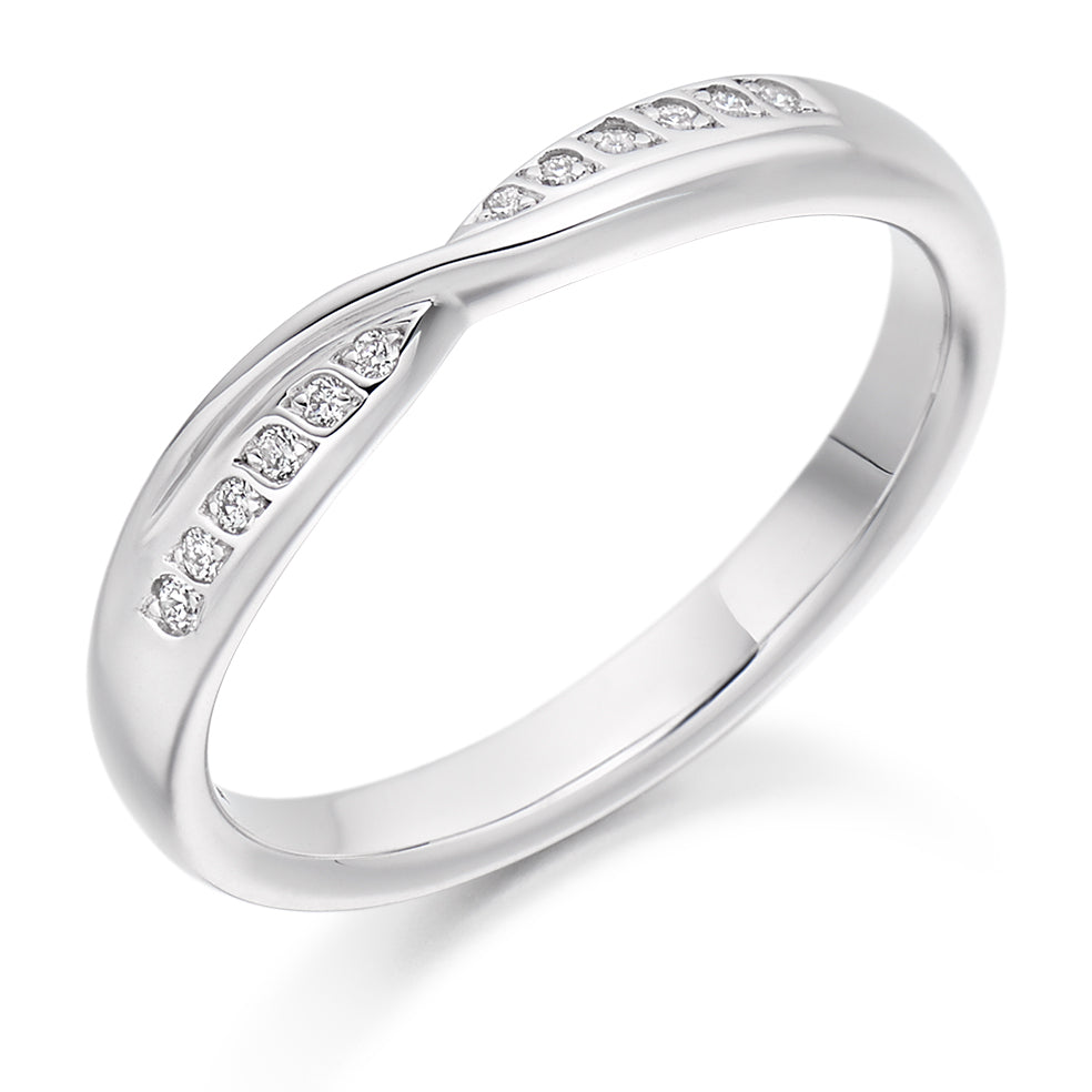 Shaped Grain-Set Half Eternity Ring, 0.07ct total in White Gold