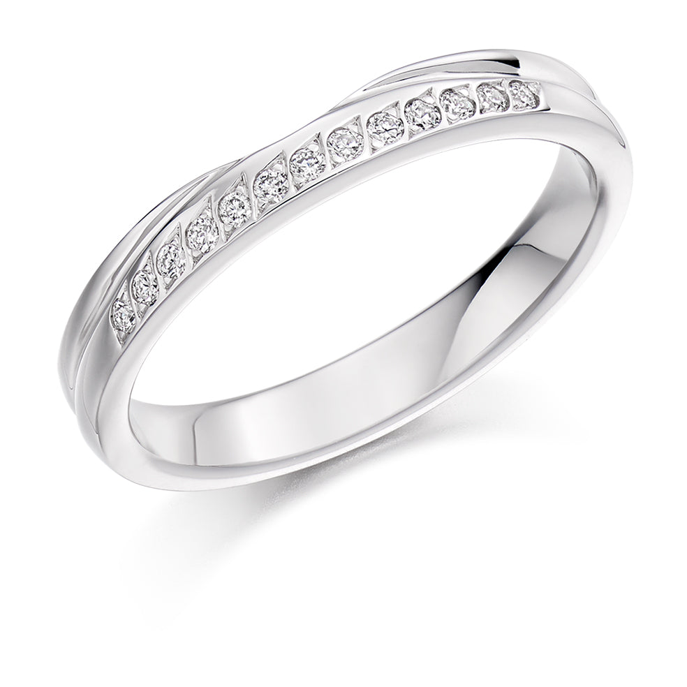 Shaped Grain-Set Half Eternity Ring, 0.11ct total in White Gold