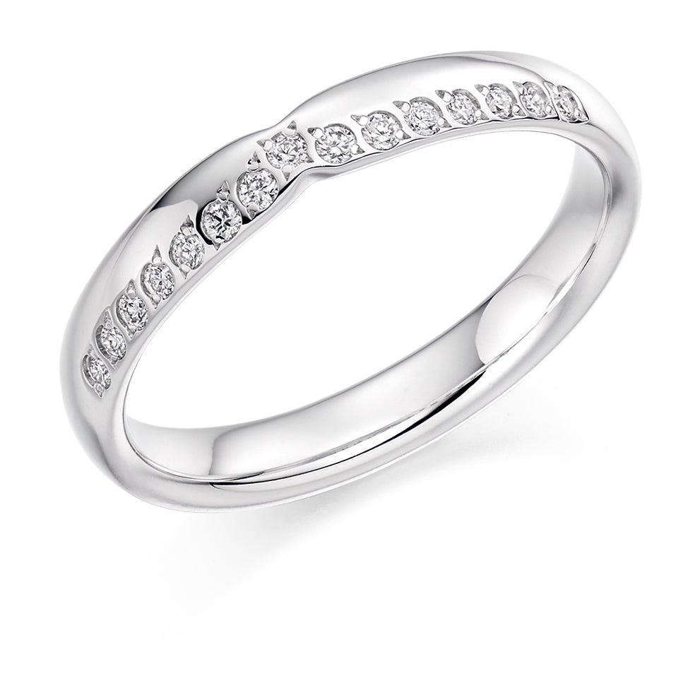 Shaped Grain-Set Half Eternity Ring, 0.12ct total (HET2300) in White Gold