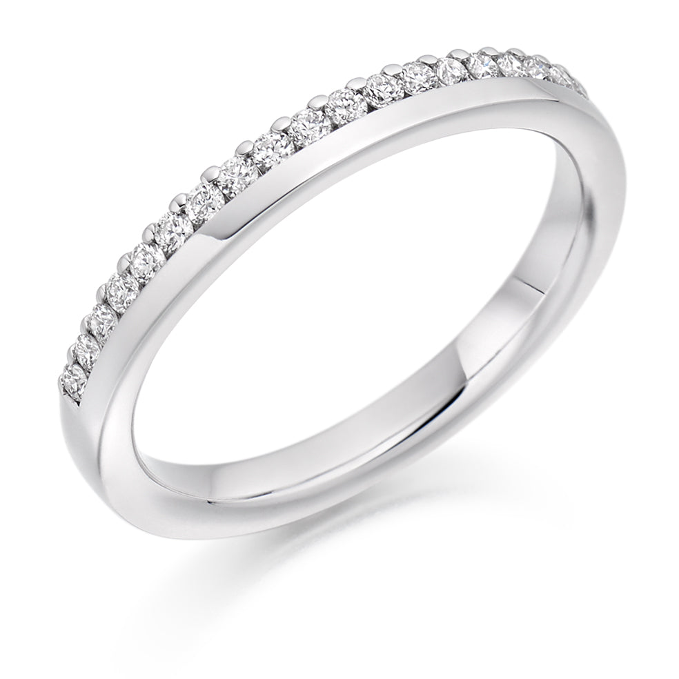 Offset Micro-Claw Half Eternity Ring, 0.22ct total in White Gold
