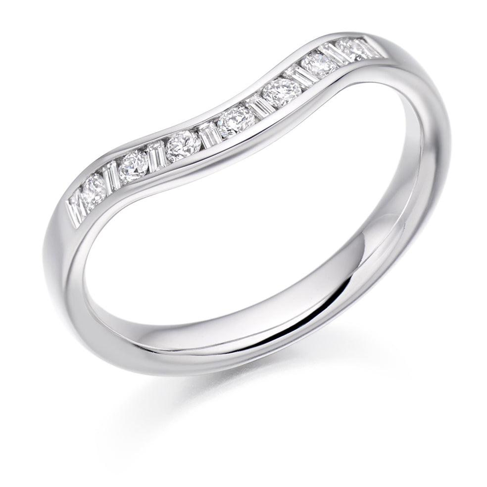 Shaped Channel-Set Half Eternity Ring, 0.25ct total (HET2303) in White Gold
