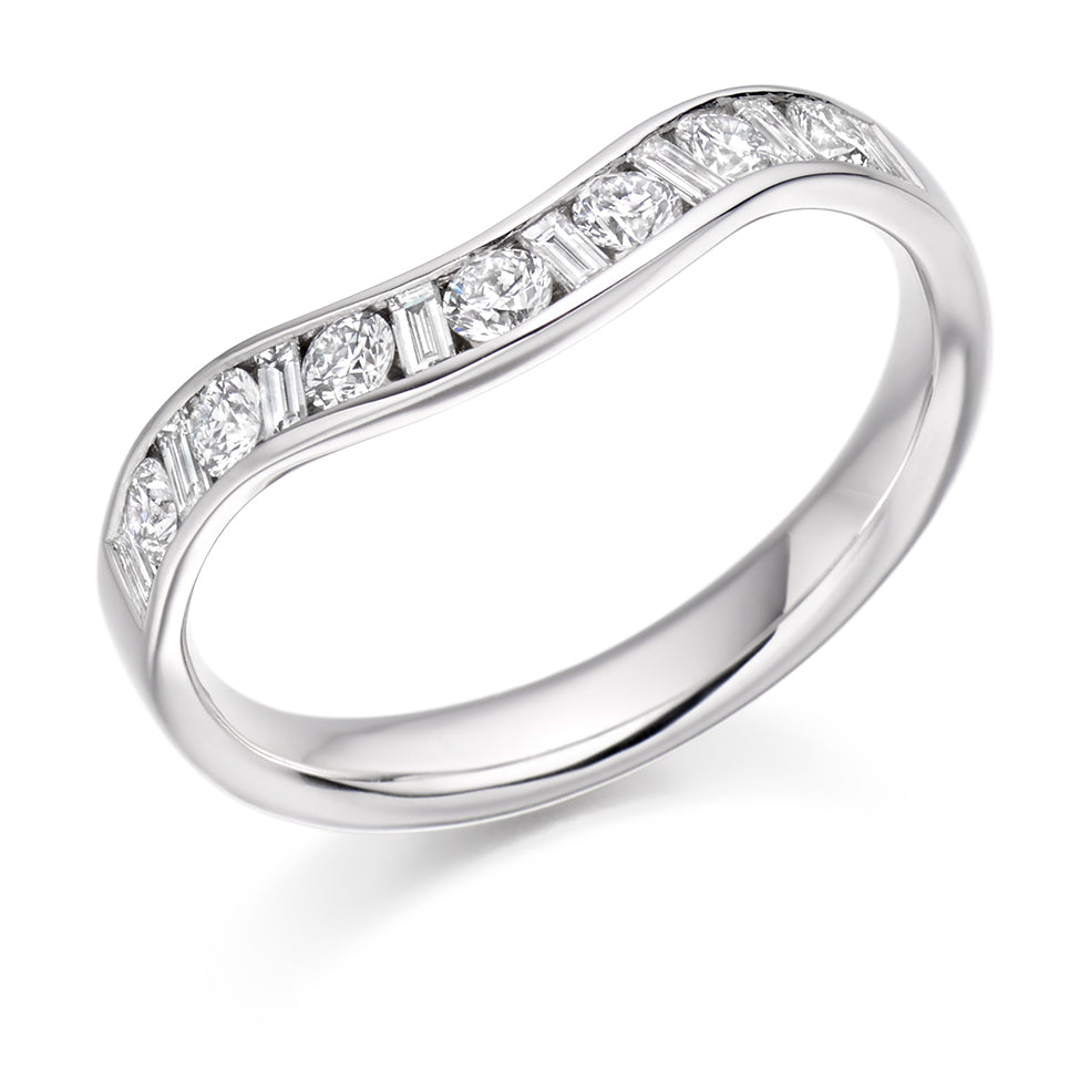 Shaped Channel-Set Half Eternity Ring, 0.5ct total (HET2304) in White Gold