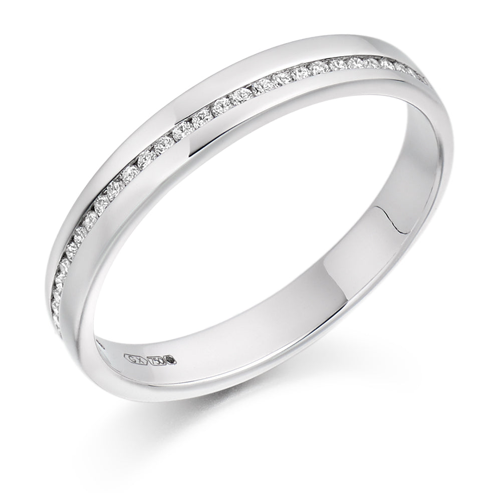 Offset Channel-Set Half Eternity Ring, 0.12ct total (HET2309) in White Gold