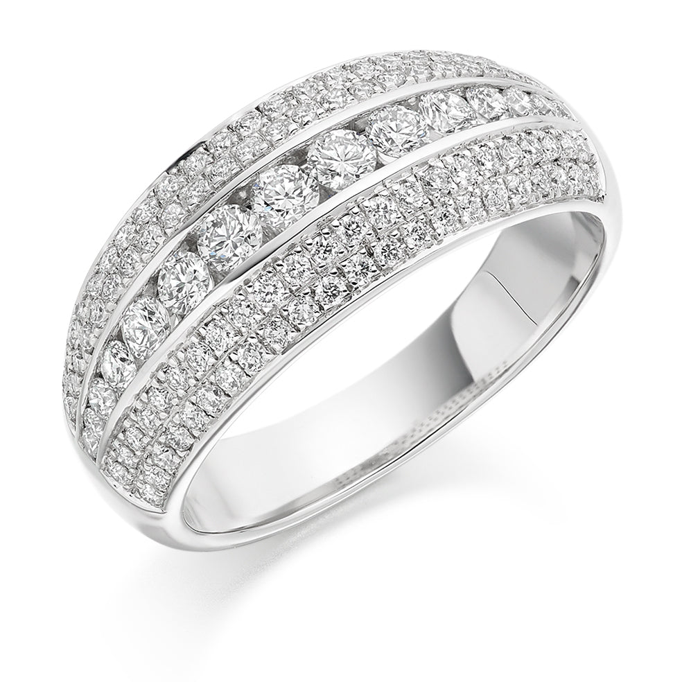 Channel-Set Half Eternity Ring, 1.15ct total in White Gold