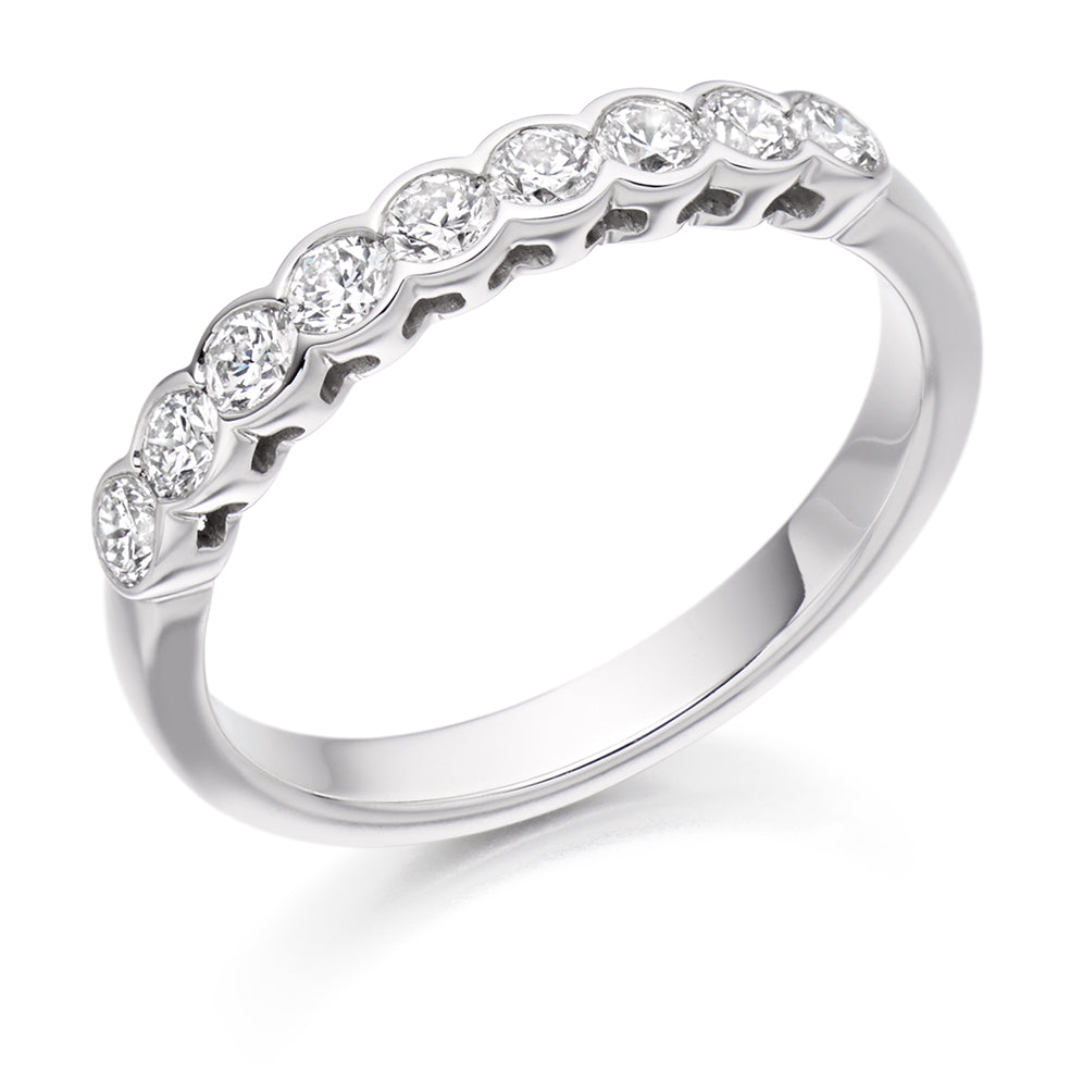 Rubover-Set Half Eternity Ring, 0.50ct total (HET2388) in White Gold