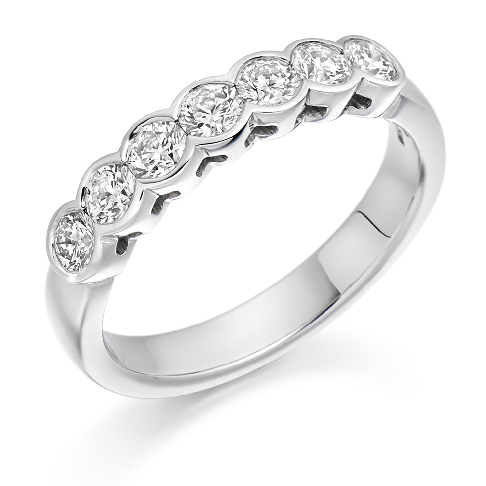Rubover-Set Half Eternity Ring, 0.75ct total (HET2389) in White Gold