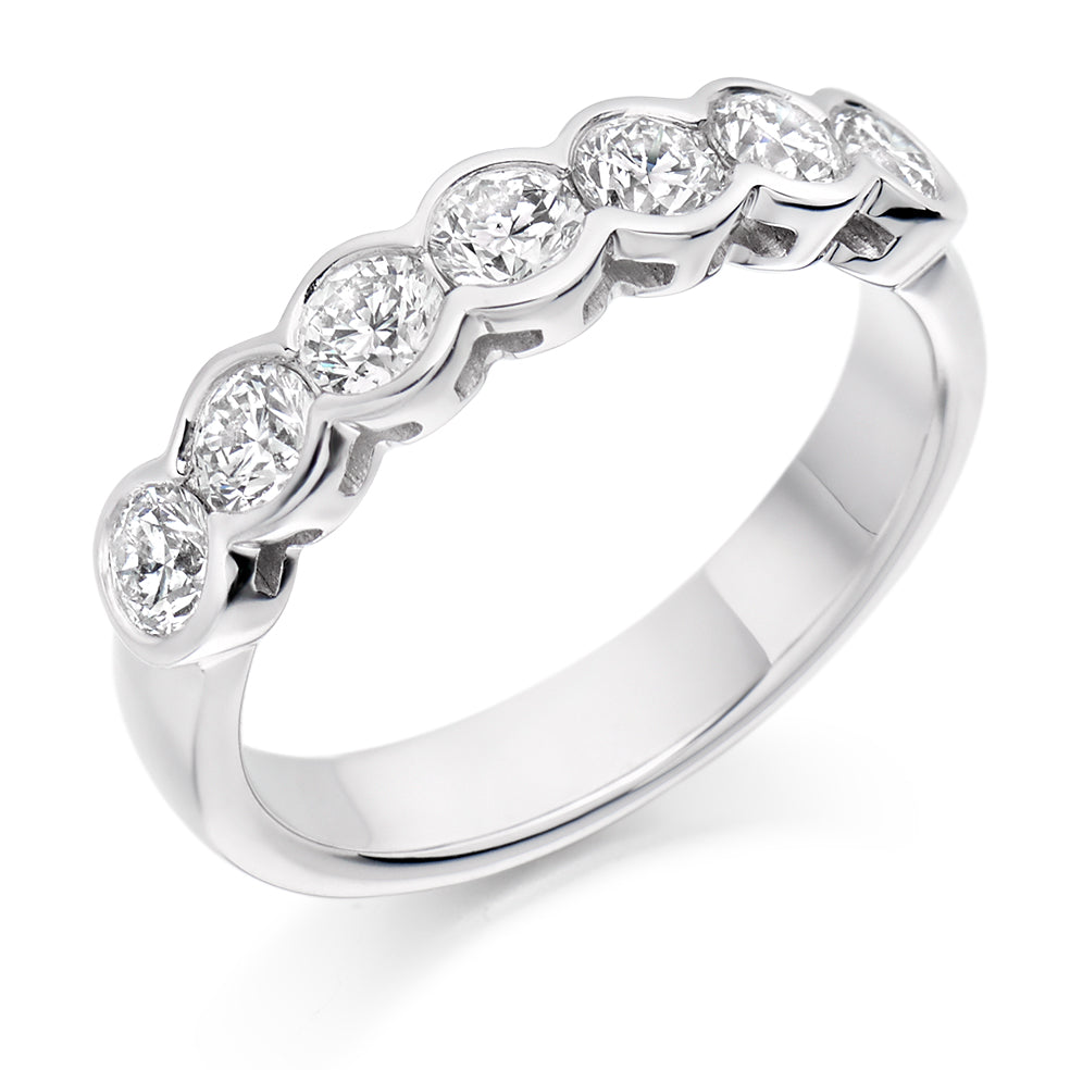 Rubover-Set Half Eternity Ring, 1.00ct total (HET2390) in White Gold