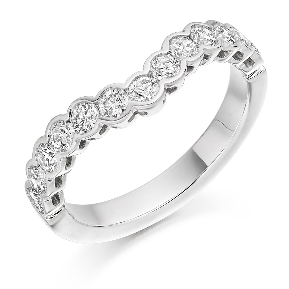 Rubover-Set Half Eternity Ring, 0.75ct total (HET2410) in White Gold