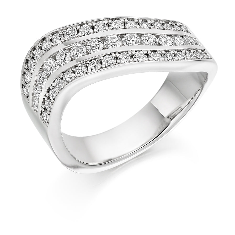 Right Hand Ring-Set Half Eternity Ring, 1.00ct total (HET2413) in White Gold