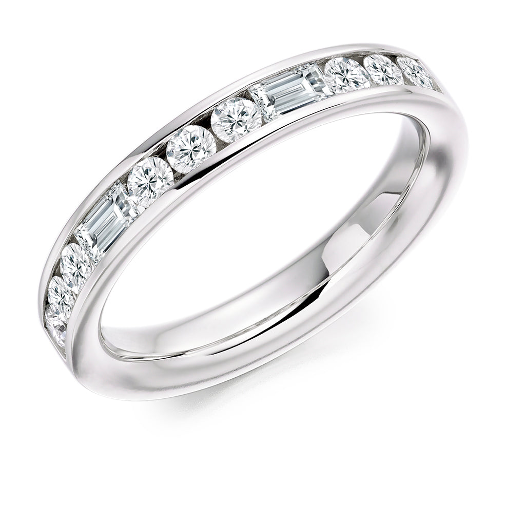 Channel-Set Half Eternity Ring, 0.75ct total (HET2487) in White Gold