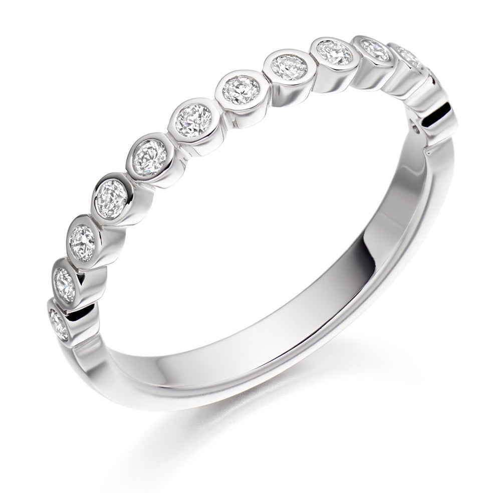 Rubover Half Eternity Ring, 0.25ct total in White Gold