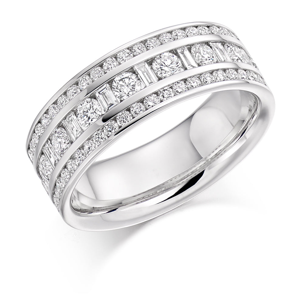 Channel-Set Half Eternity Ring, 1.3ct total in White Gold