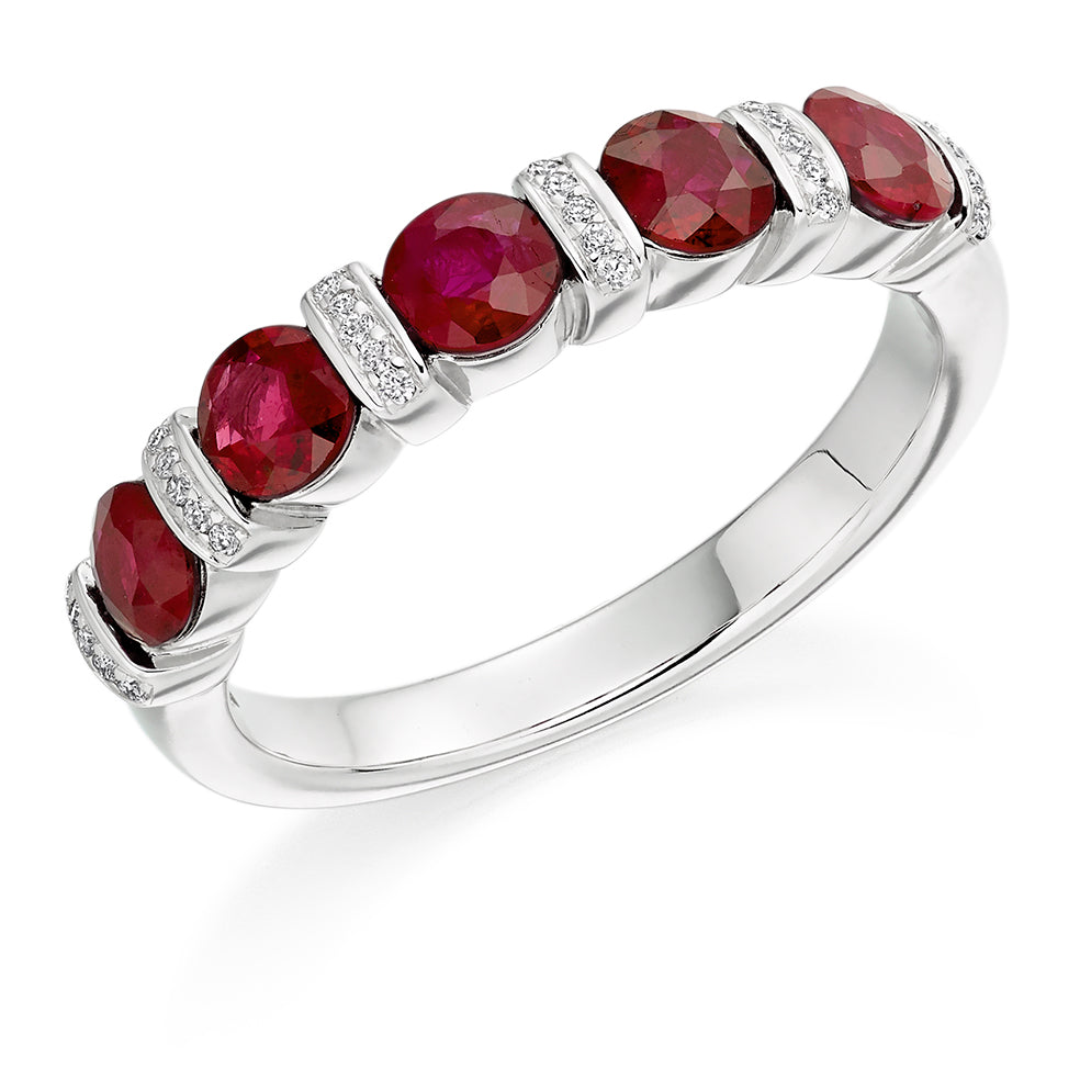 Bar-Set Half Eternity Ring, 0.06ct total (HET2637) in White Gold