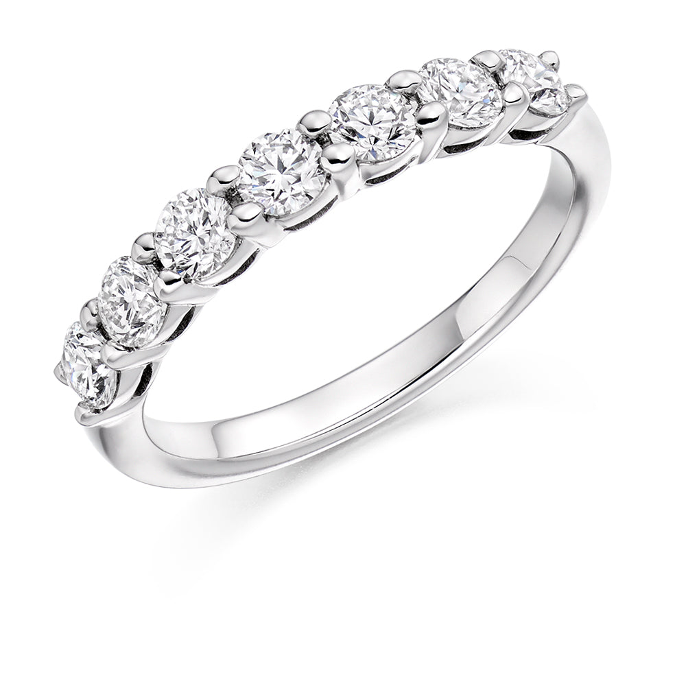 Claw-Set Half Eternity Ring, 0.75ct total (HET2704) in White Gold