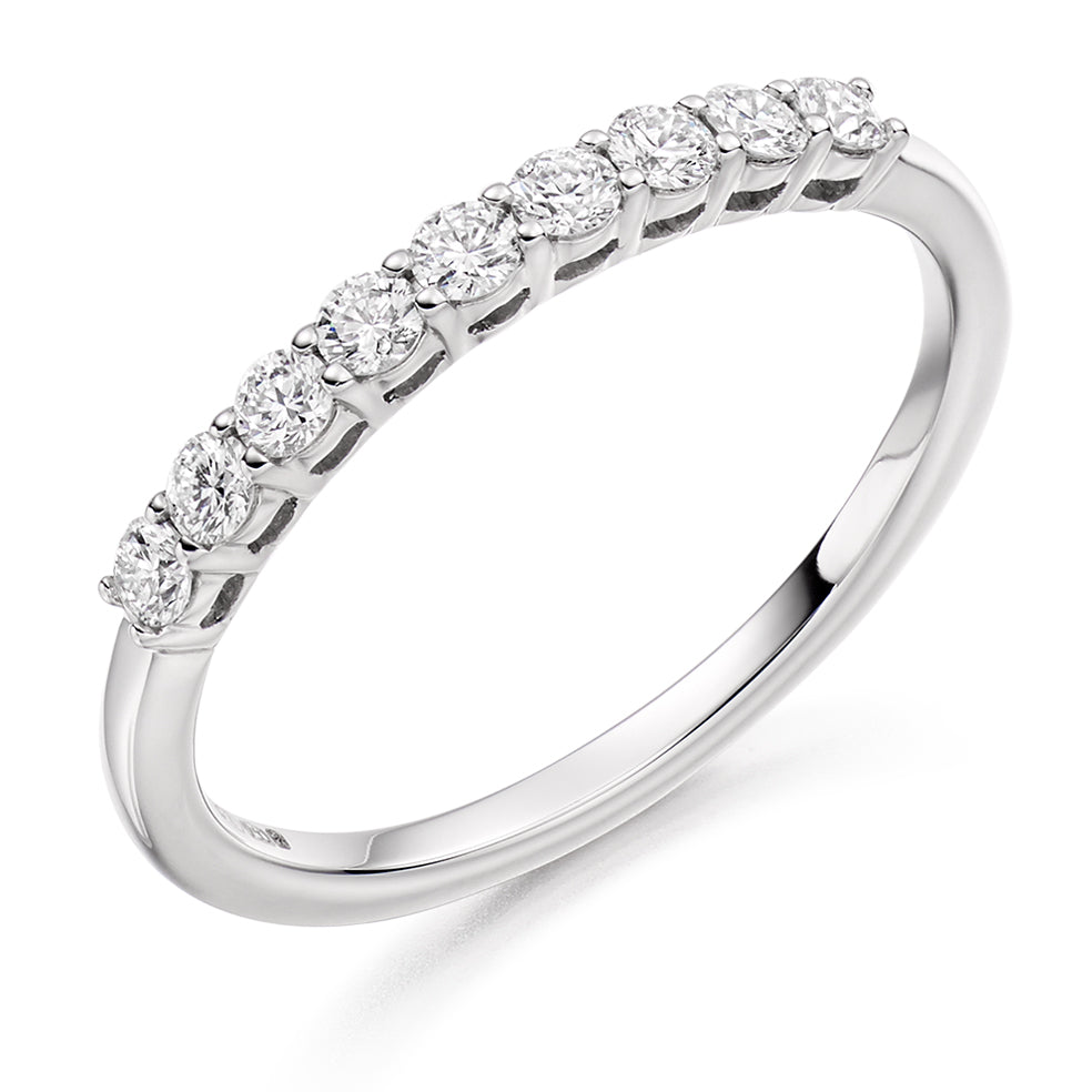 Claw-Set Half Eternity Ring, 0.33ct total in White Gold