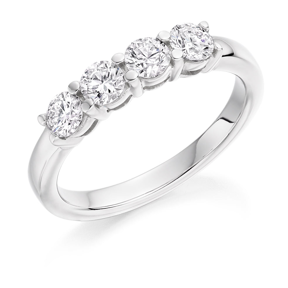 Claw-Set Half Eternity Ring, 0.75ct total (HET8135) in White Gold