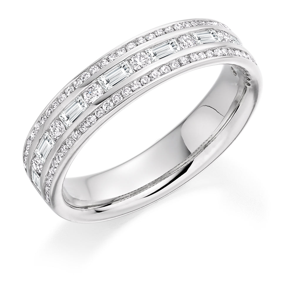 Channel-Set Half Eternity Ring, 0.75ct total (HET8173) in White Gold