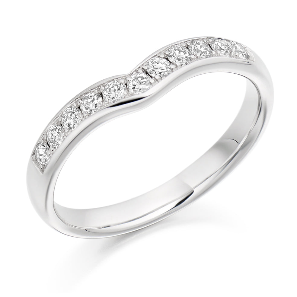 Shaped Grain-Set Half Eternity Ring, 0.25ct total in White Gold