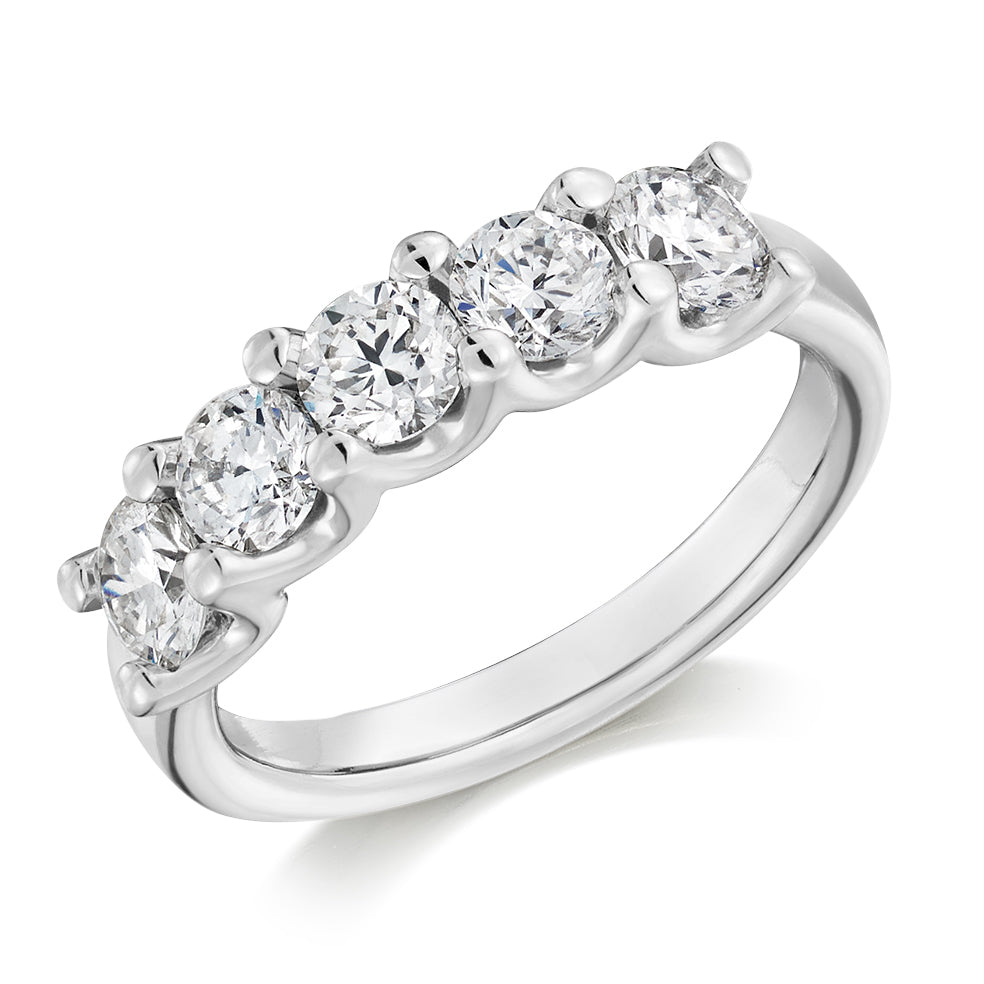 Claw-Set Diamond Half Eternity Ring, 1.5ct in White Gold