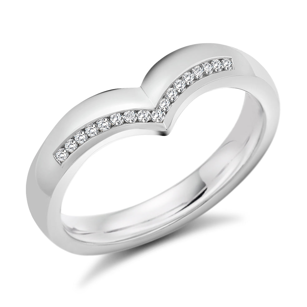Shaped Channel-Set Half Eternity Ring, 0.08ct total in White Gold