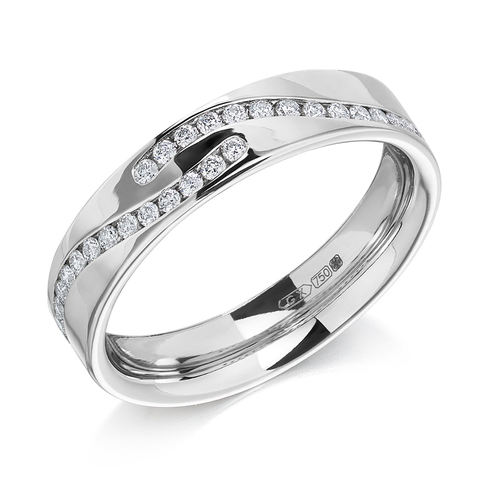 Offset Channel-Set Half Eternity Ring, 0.25ct total (HET9018) in White Gold