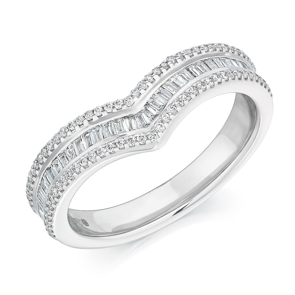 Shaped Channel-Set Half Eternity Ring, 0.45ct total in White Gold
