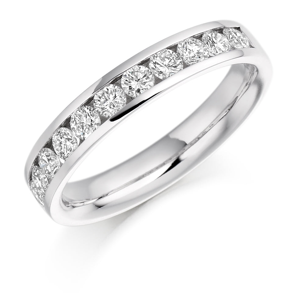 Channel-Set Half Eternity Ring, 0.78ct total (HET939) in White Gold