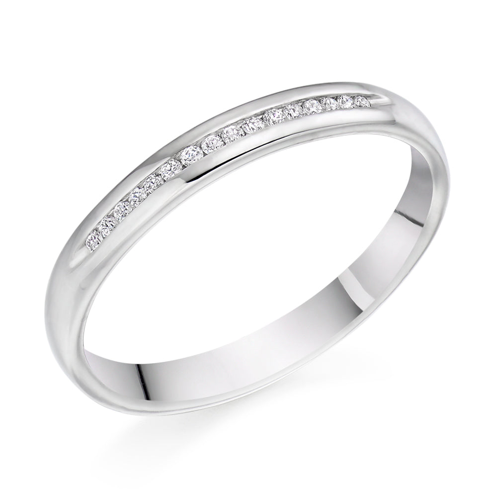 Channel-Set Half Eternity Ring, 0.07ct total (HET9430) in White Gold
