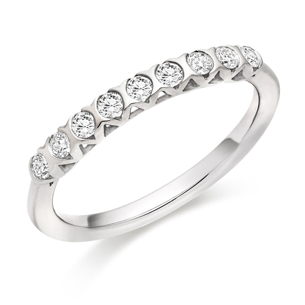 Bar-Set Half Eternity Ring, 0.25ct total (HET9437) in White Gold