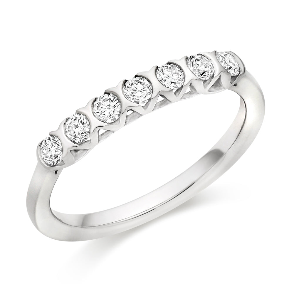 Bar-Set Half Eternity Ring, 0.35ct total (HET9438) in White Gold