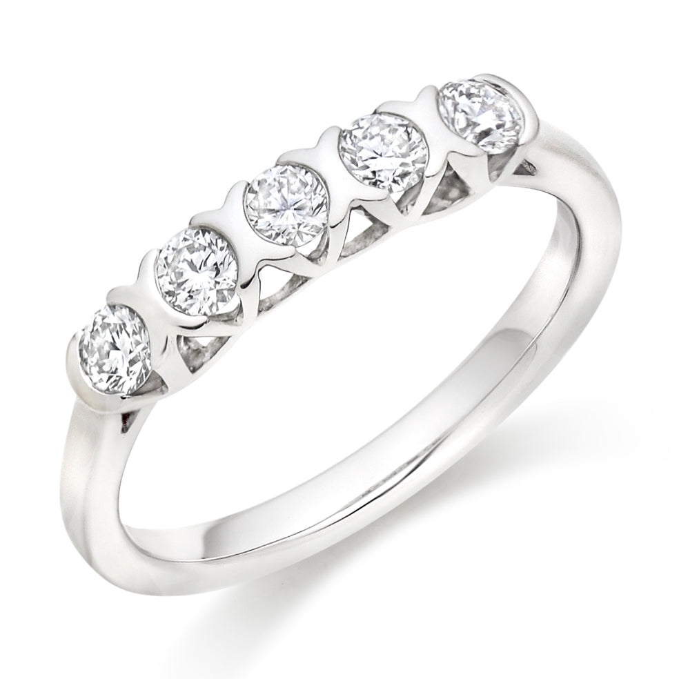 Bar-Set Half Eternity Ring, 0.50ct total (HET9439) in White Gold