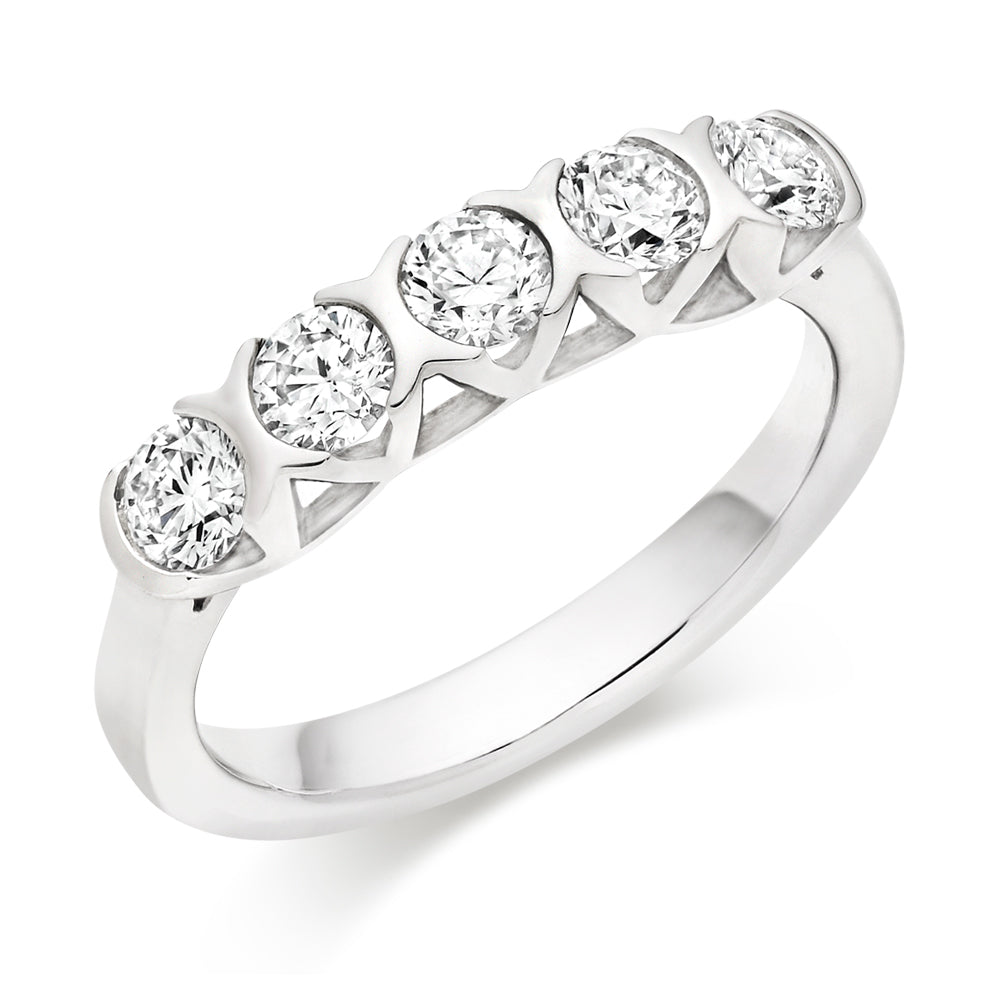Right Hand Ring-Set Half Eternity Ring, 0.80ct total (HET9440) in White Gold