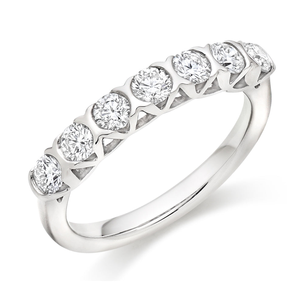 Bar-Set Half Eternity Ring, 0.75ct total (HET9441) in White Gold