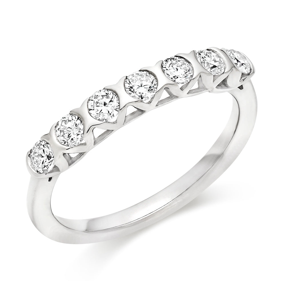 Bar-Set Half Eternity Ring, 0.5ct total (HET9444) in White Gold