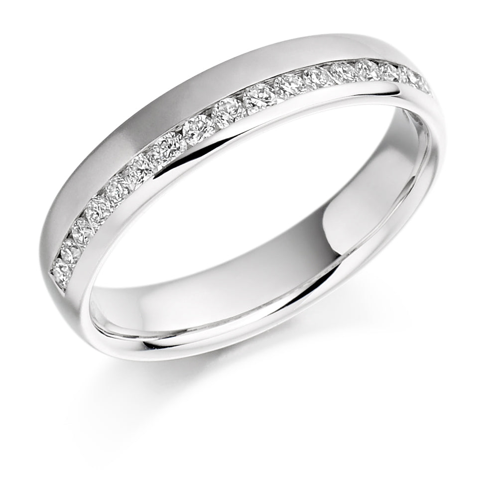 Offset Channel-Set Half Eternity Ring, 0.26ct total in White Gold