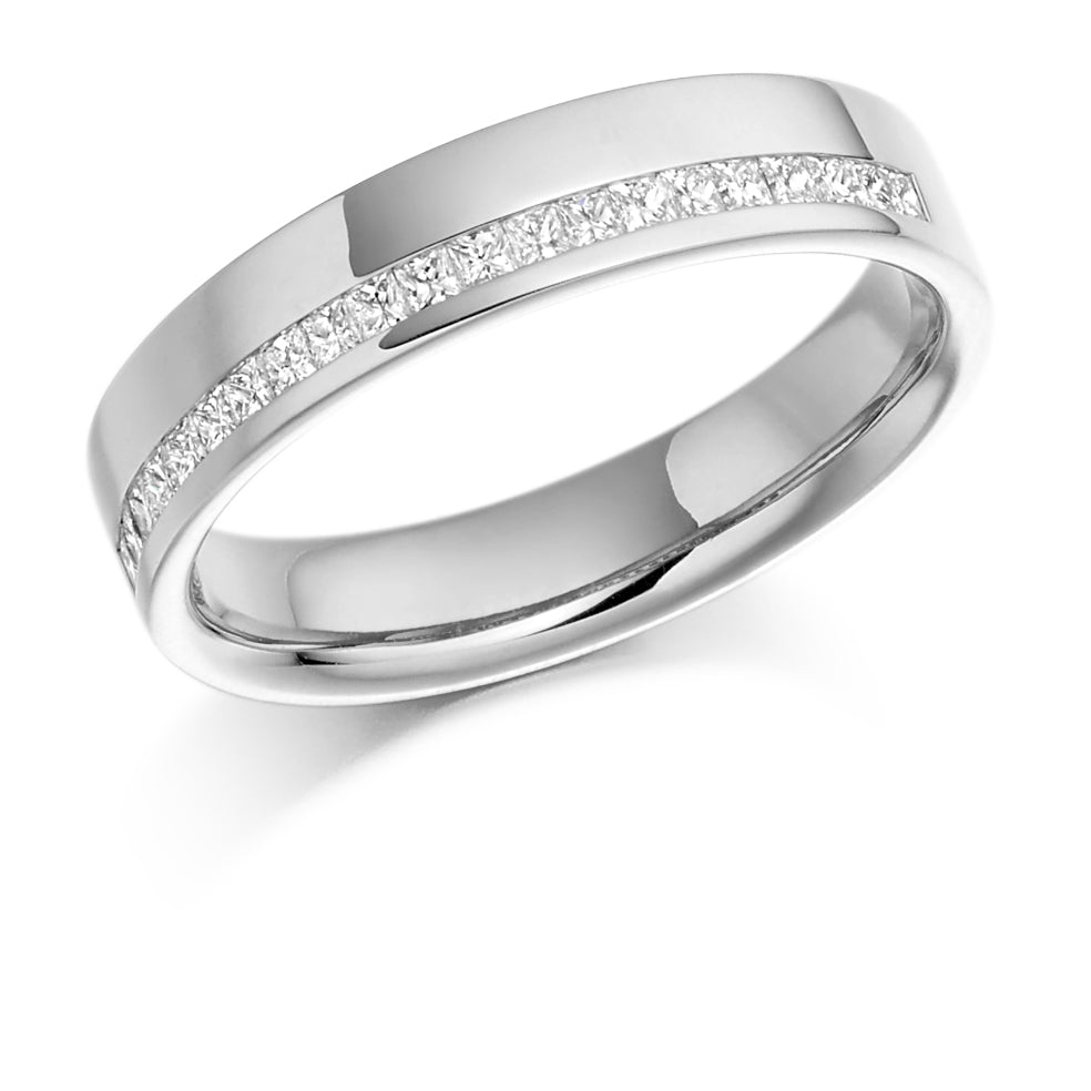 Offset Channel-Set Half Eternity Ring, 0.25ct total in White Gold