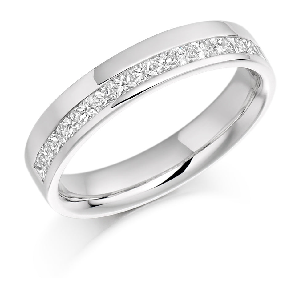 Offset Channel-Set Half Eternity Ring, 0.5ct total in White Gold