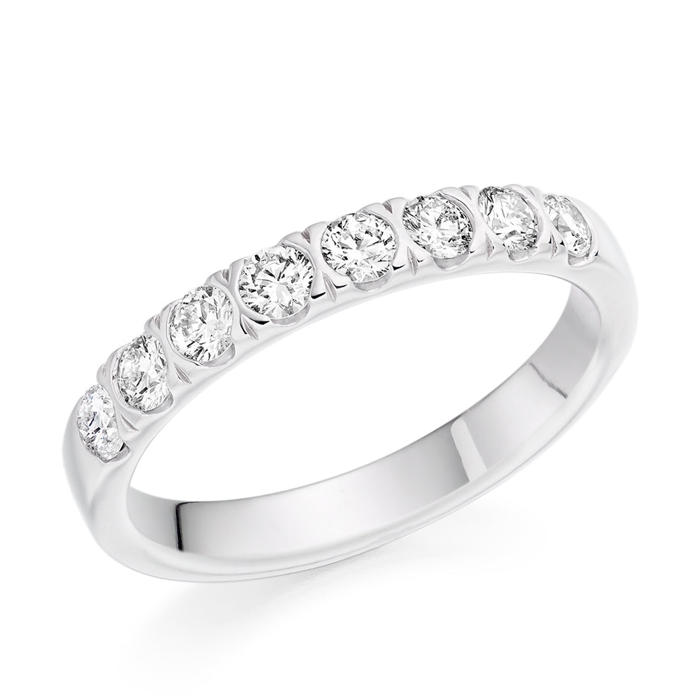Bar-Set Half Eternity Ring, 0.5ct total (HET9817) in White Gold