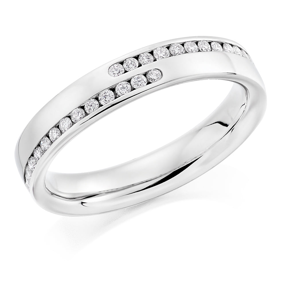 Offset Channel-Set Half Eternity Ring, 0.25ct total (HET9865) in White Gold