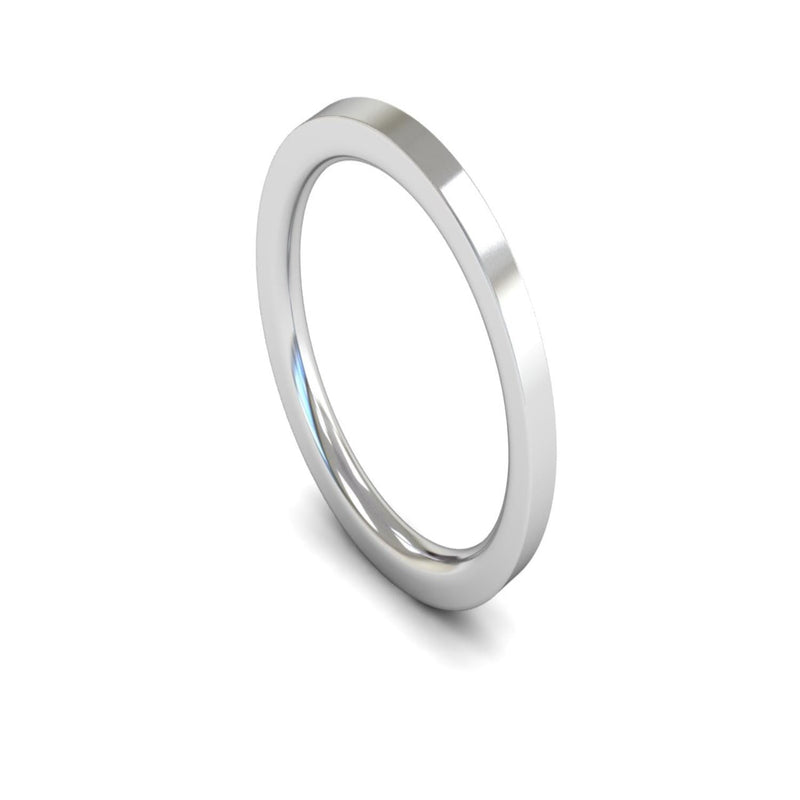 Platinum Edged Flat Court Wedding Ring 2mm - Heavy Weight