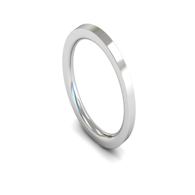 18ct White Gold Edged Flat Court Wedding Ring 1.5mm - Heavy Weight
